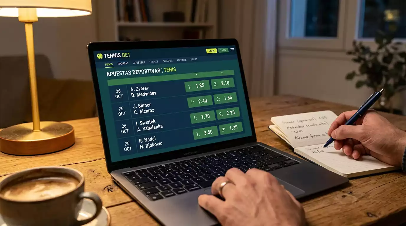 Pantalla con mercados de apuestas de tenis mostrando cuotas de hándicap y over/under en el Open de Australia